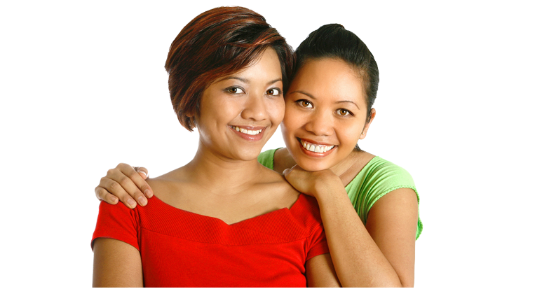 woman and girl Smiling